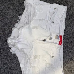 White Ripped Jean Shorts